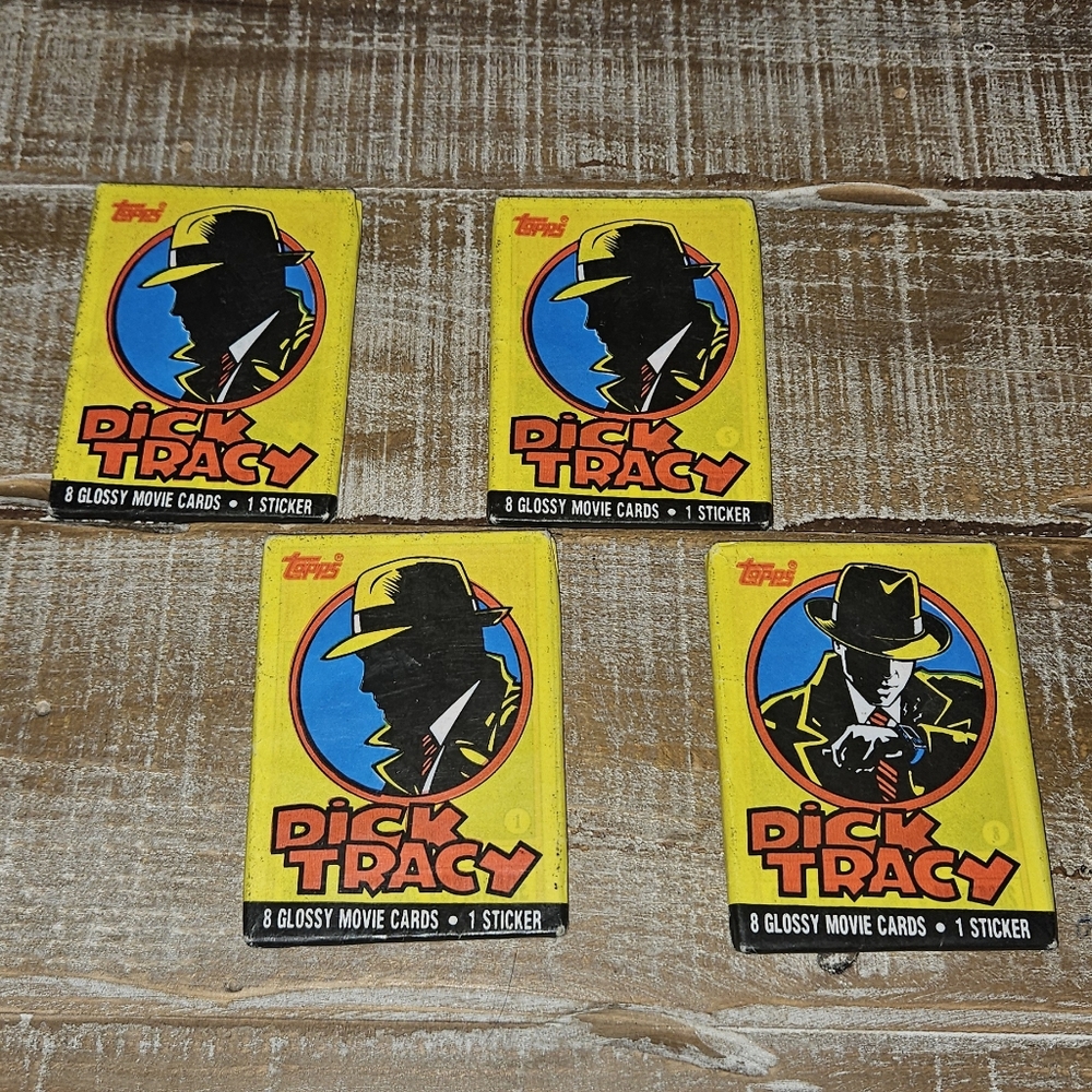 NOS | Vintage Topps Set Of 4 Dick Tracy Glossy Movie Trading Cards Sets